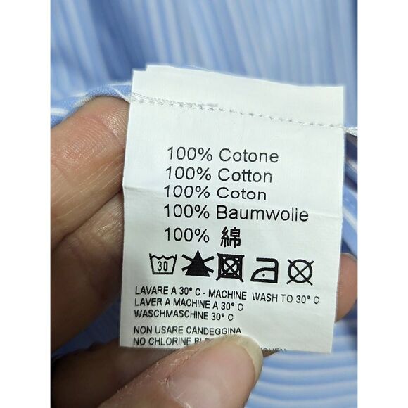 Orian Vintage Men's Blue and White Striped Long-Sleeve Button-Down Shirt Size L - Picture 5 of 5